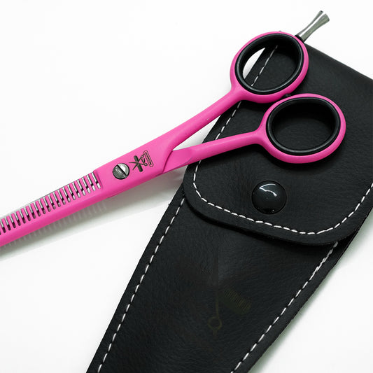 Premium Hair Thinning Scissor 6' With Finger Rest Matte Pink